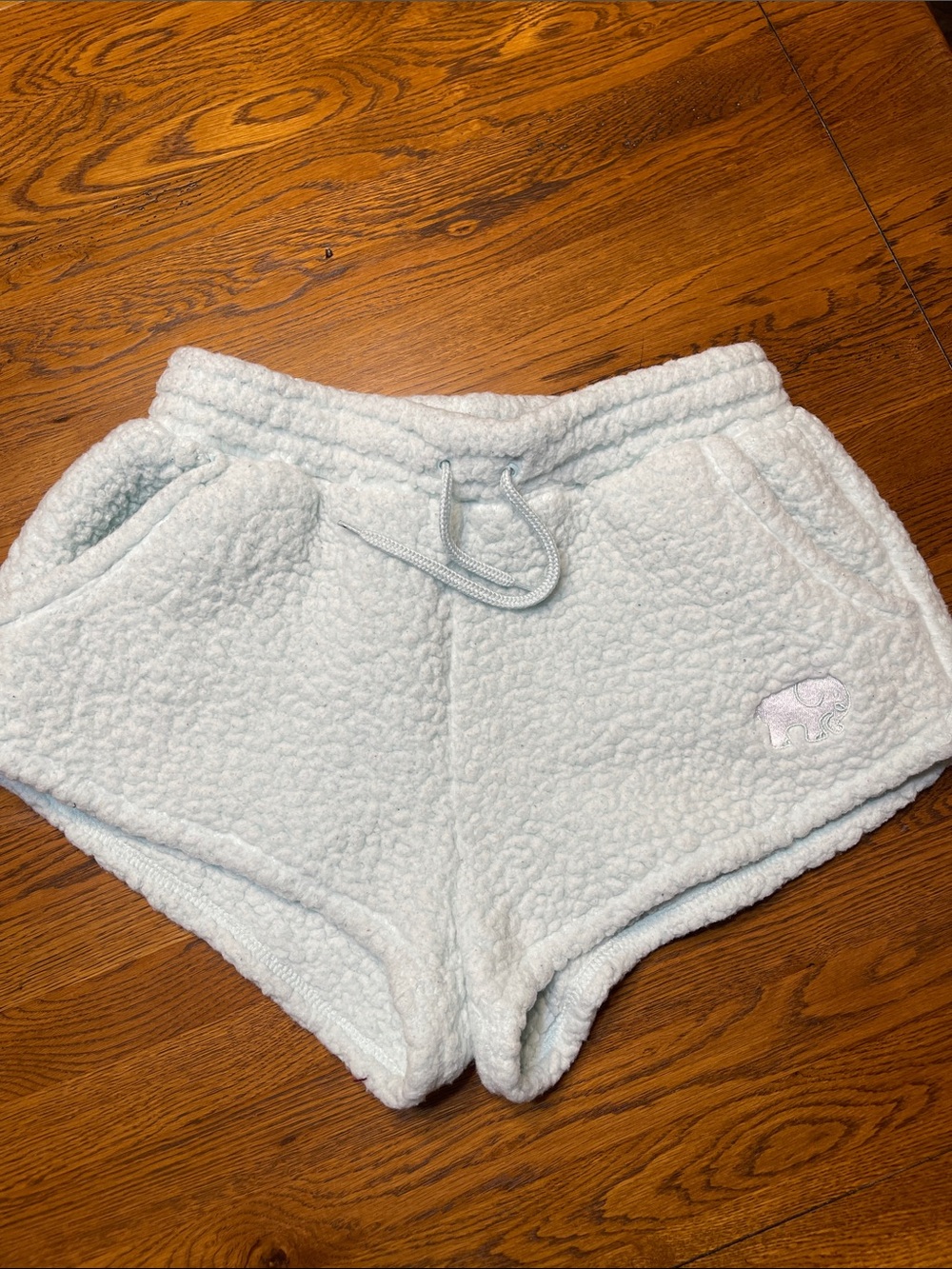 Cozy Sherpa Lounge Shorts - Light Blue